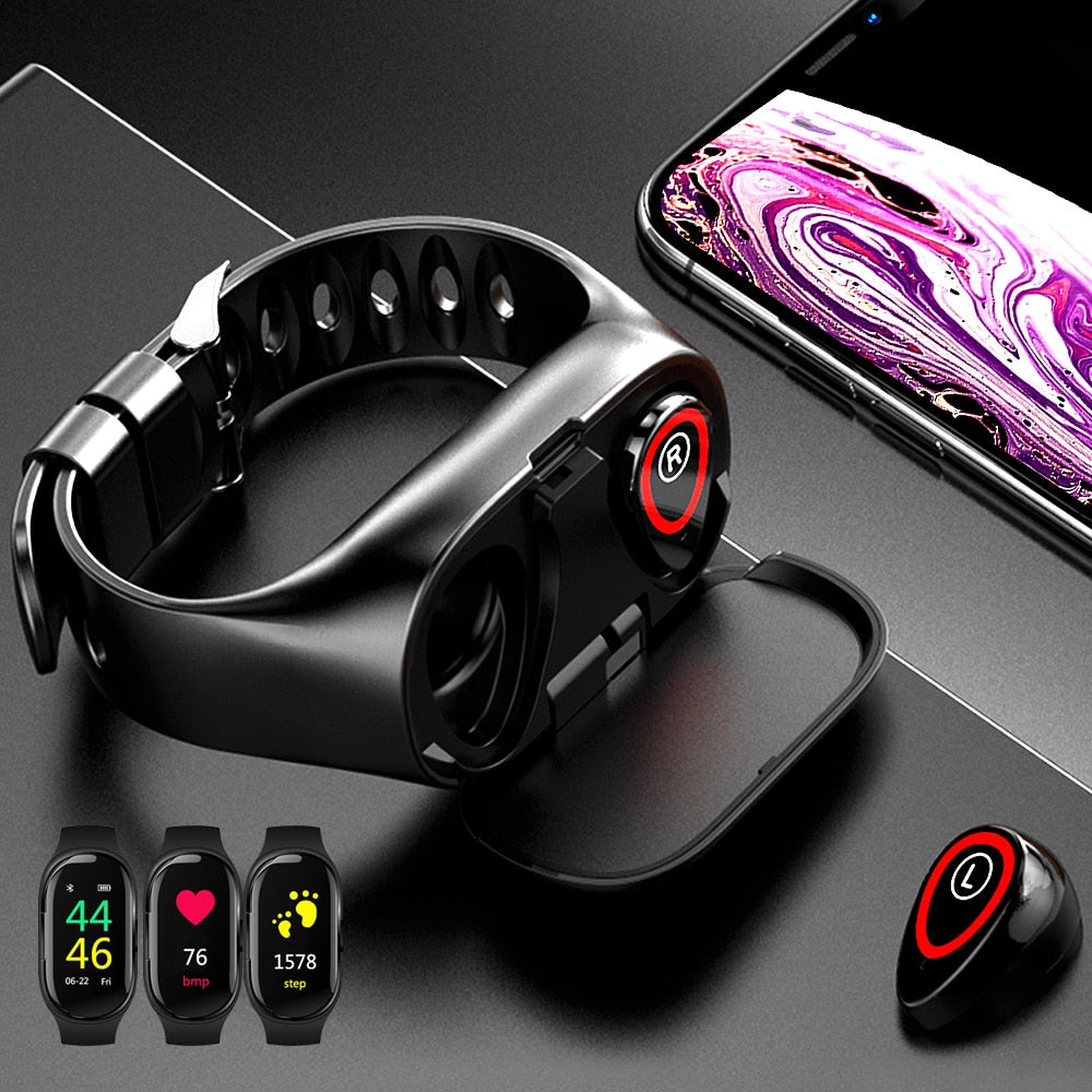 Bluetooth  Headphones Smart Watch with Heart Rate Monitor