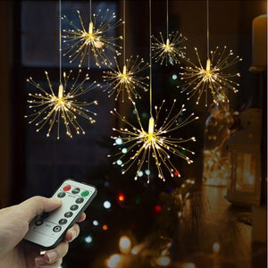 Festival Hanging Starburst String Lights 100-200 Leds DIY firework Copper Fairy Garland christmas lights outdoor Twinkle Light (4290247622742)