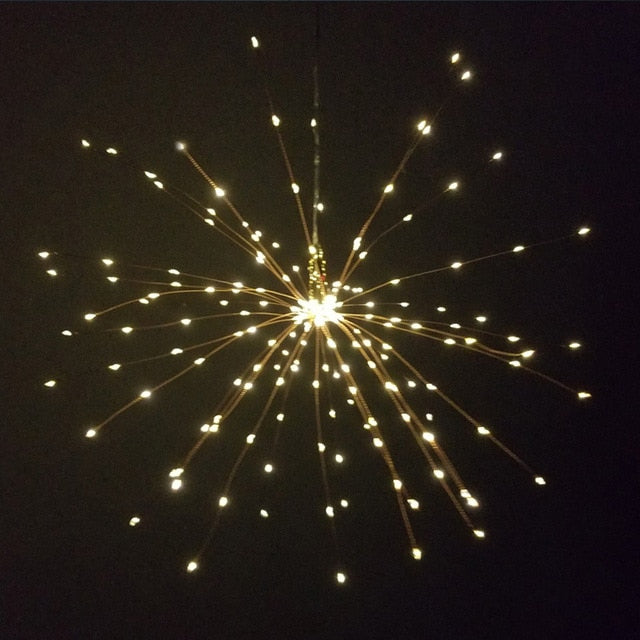 Festival Hanging Starburst String Lights 100-200 Leds DIY firework Copper Fairy Garland christmas lights outdoor Twinkle Light (4290247622742)