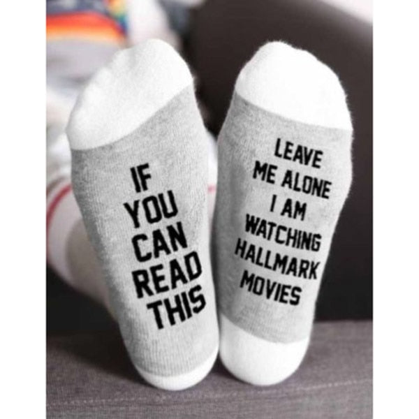 IF YOU CAN RESD THISY English Letter Socks Cotton Socks (4290247426134)